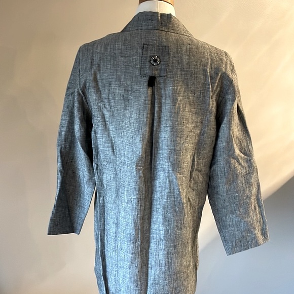 Women’s 100% linen shirt Heather like gray black UNIQUE LEAF BUTTON down size S - Picture 12 of 13
